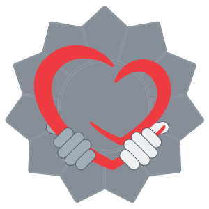 alt: outreach is represented by hands holding a stylized heart