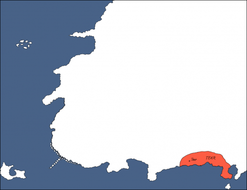 alt a map of the continent, outlining the position of Tear in the south west coast