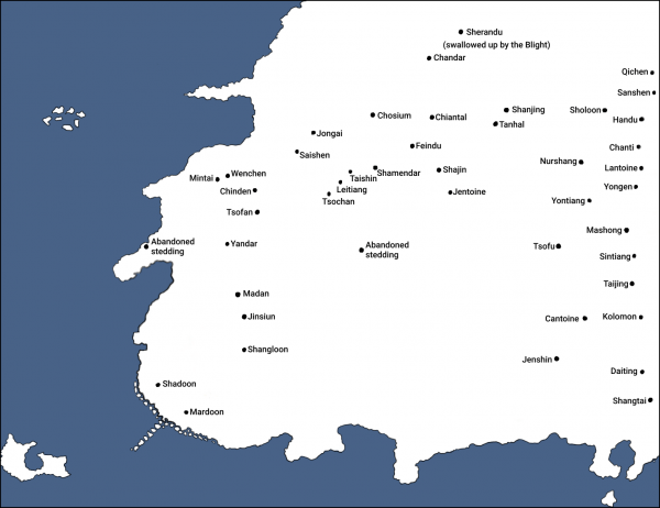 alt a map of the continent, outlining the position of Altara in the south coast