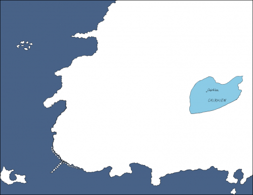 alt a map of the continent, outlining the position of Cairhien in the east